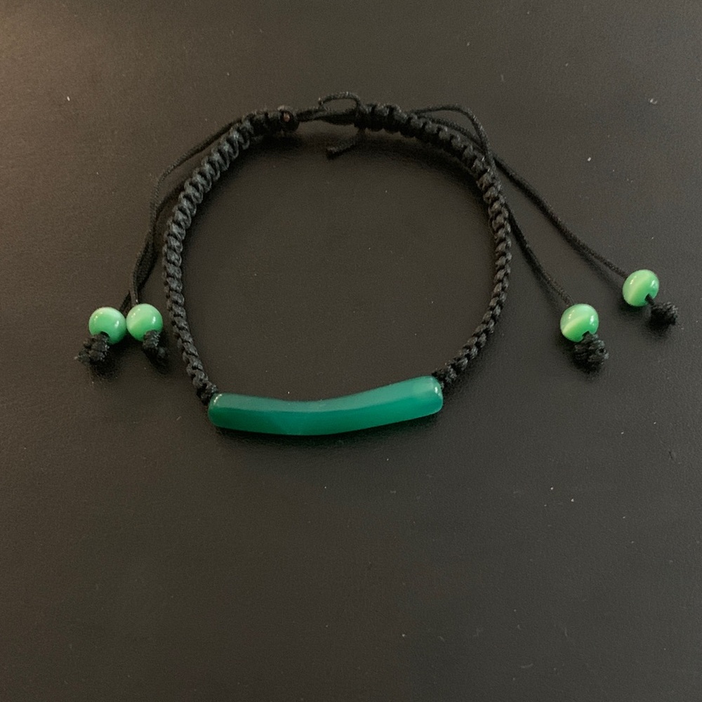 Green Beaded Adjustable Bracelet